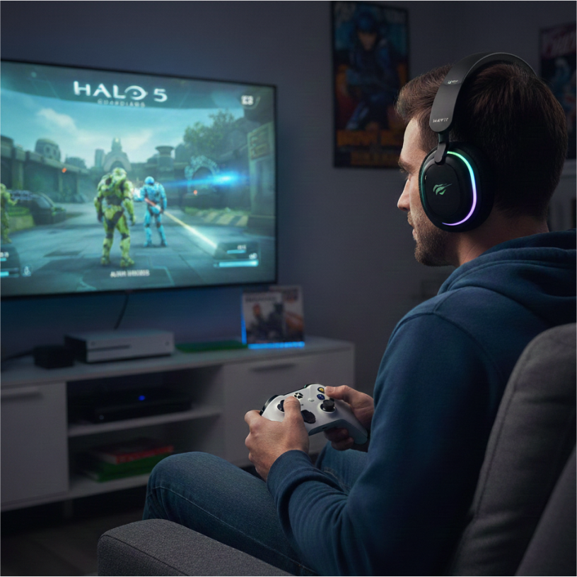 Audífonos gamer Havit Fuxi H7 inalámbricos RGB