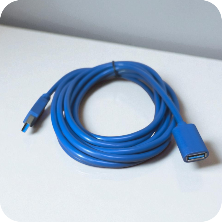 cable de extension usb azul de 5mt