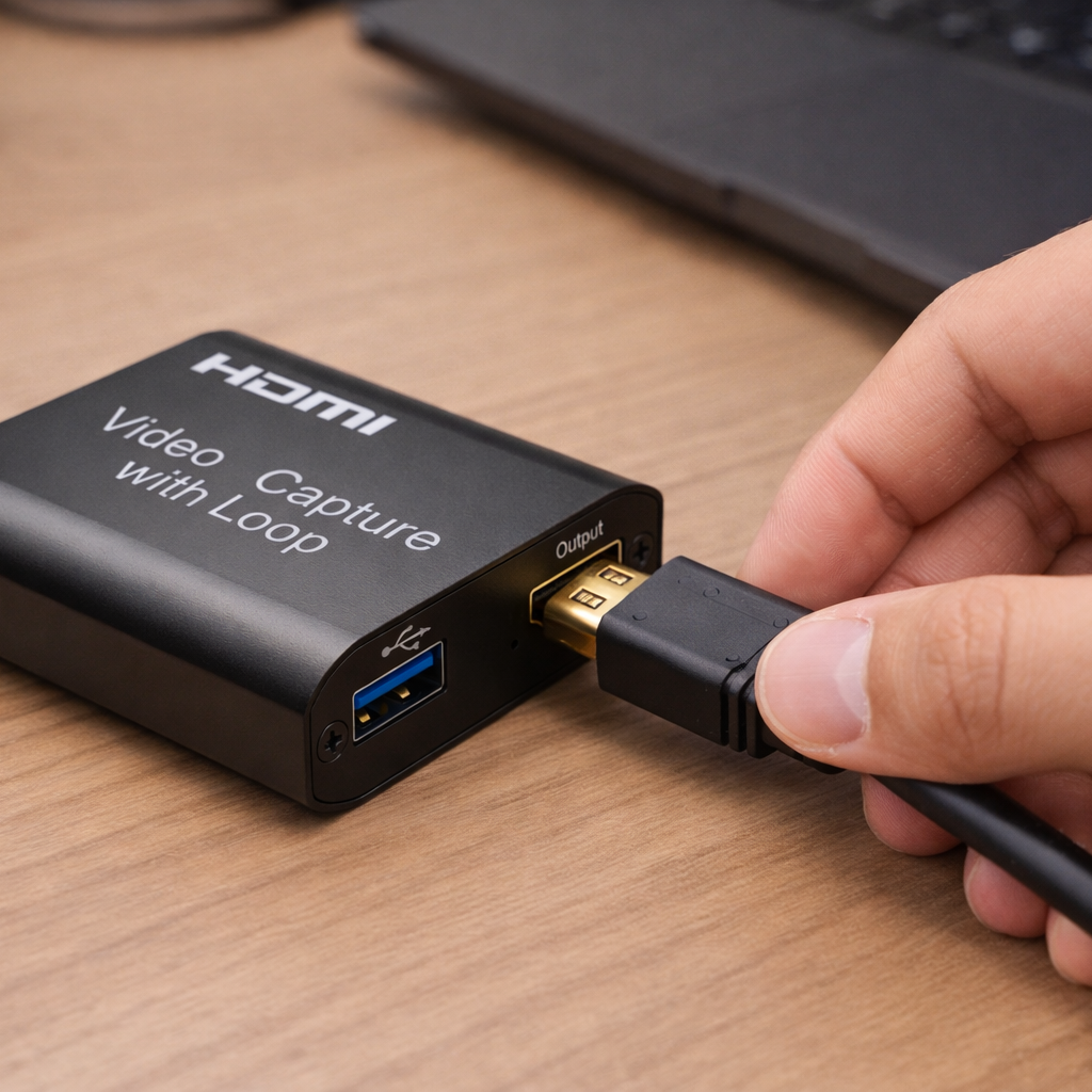 Capturadora de video HDMI 4K con loop out para streaming y grabación por USB