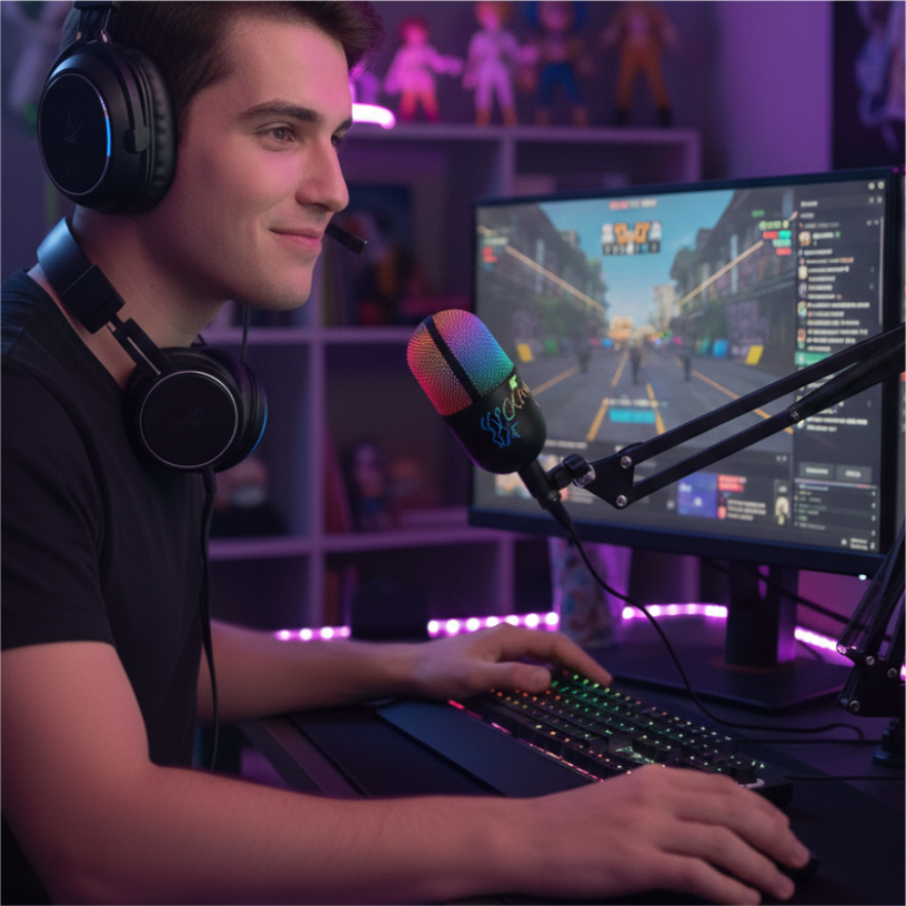 Micrófono USB Havit GK52 RGB para gaming y streaming