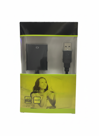 Adaptador convertidor USB a HDMI Full HD para extender pantalla en PC y laptop