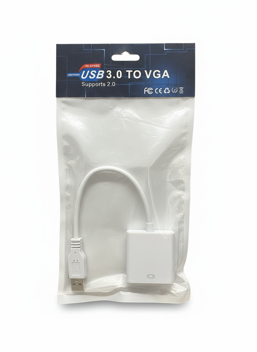 Adaptador convertidor USB a VGA Full HD para extender pantalla en PC y laptop