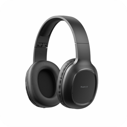 audifonos havit negros inalambricos sobre superficie  blanca