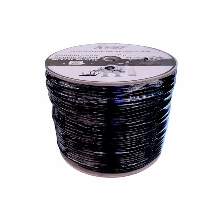 cable de red industrial doble funda, 305 metros, enrollado en bobina, con certificaciones visibles