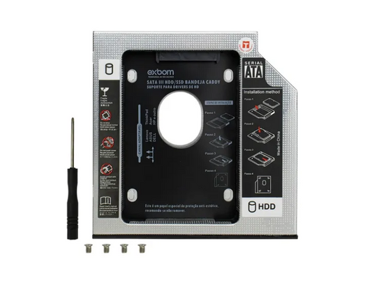 Caddy 2.5" Jaltech adaptador HDD SSD para reemplazar unidad óptica de laptop 9.5mm