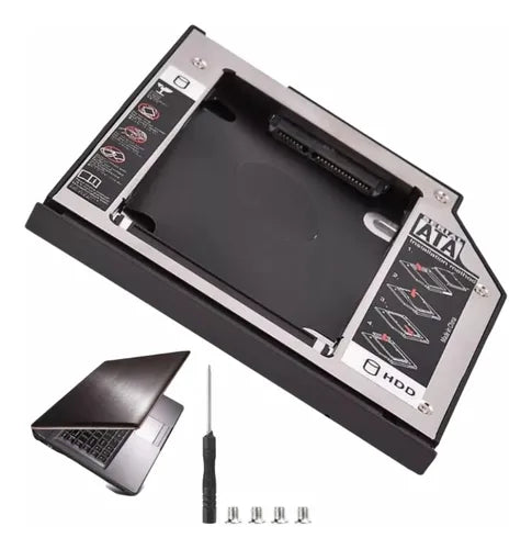 Caddy 2.5" Jaltech adaptador HDD SSD para reemplazar unidad óptica de laptop 9.5mm