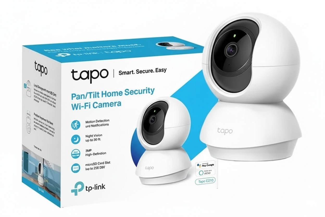 Cámara de seguridad interior TP-Link Tapo C210 2K 360 grados con visión nocturna y audio bidireccional