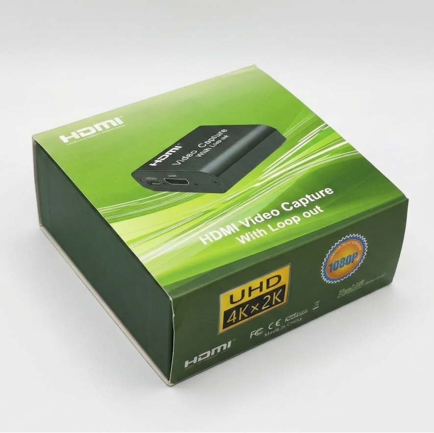 Capturadora de video HDMI 4K con loop out para streaming y grabación por USB