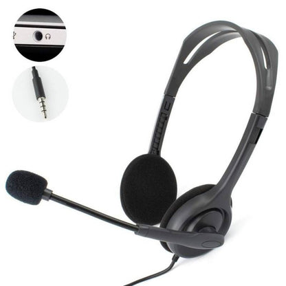Diadema Logitech H111 con micrófono boom giratorio 3.5mm ligera para clases virtuales y videollamadas