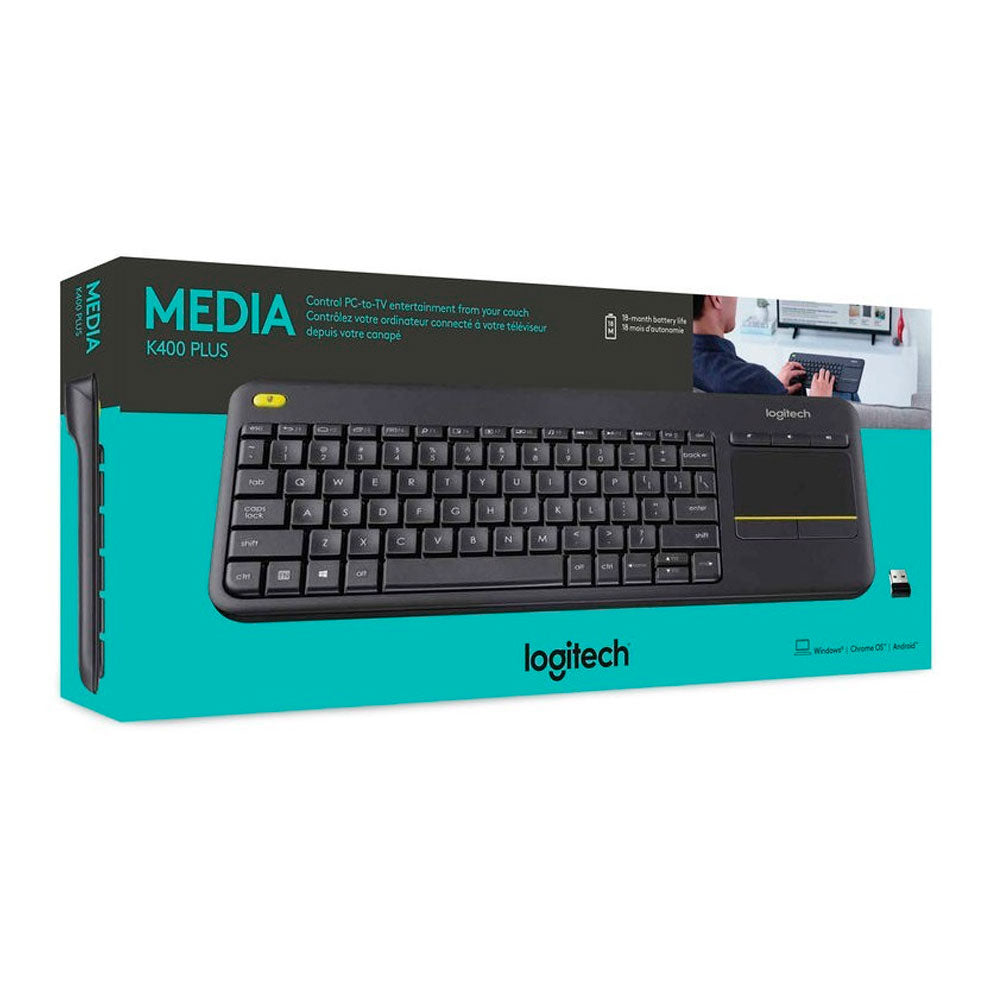 Teclado inalámbrico Logitech K400 Plus con touchpad integrado para PC y Smart TV