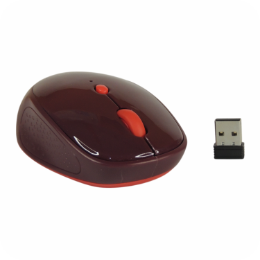 mouse inalambrico ergonomico color rojo y receptor usb