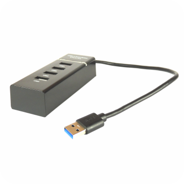 multipuerto de 4 puertos y cable usb negros