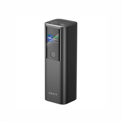 Power bank Havit PB50 27000 mAh 140W con display LED y cuerpo de aluminio para laptop y smartphone