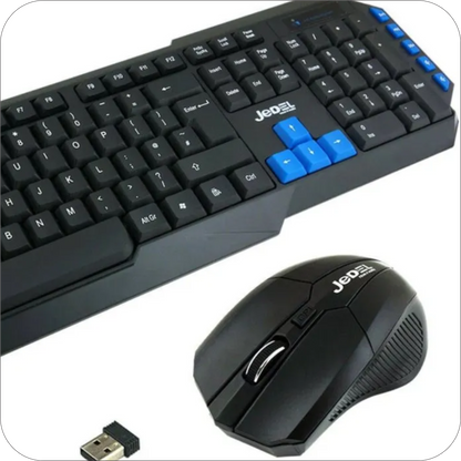 teclado y mouse jedel negros inalambricos